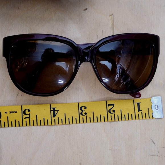 Salvatore Ferragamo Sunglasses Burgundy Plastic With Case Gold Trim SF 663S main image 5
